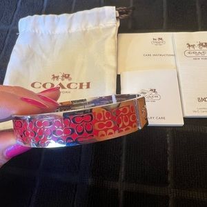 NWT- beautiful red and silver coach bracelet